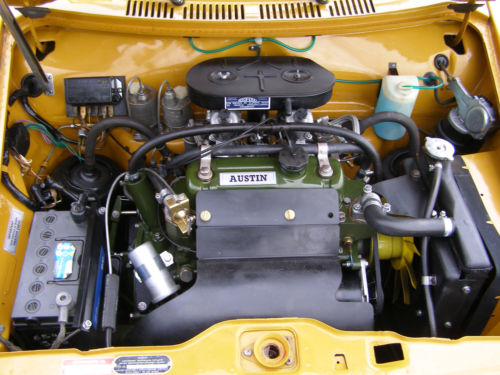 1971 austin 1300 gt bronze yellow engine bay