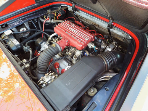 1985 ferrari mondial 3.0 qv coupe in rosso red engine bay