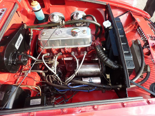 1965 mgb roadster rare pull handle model unleaded head engine bay