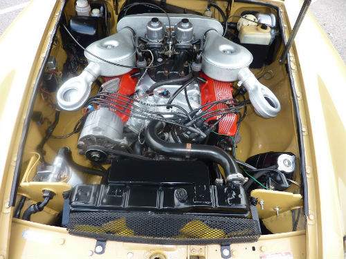 1973 mgb gt v8 factory car number 23 engine bay 2