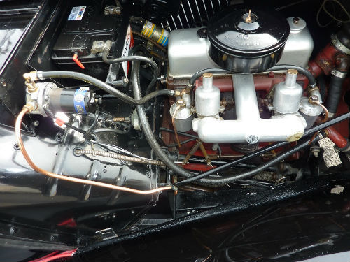 1952 mg td black coachwork engine bay