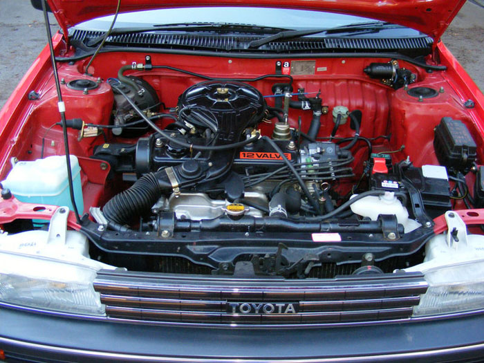 1988 toyota corolla gl auto engine bay