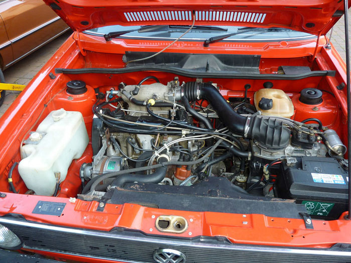 1982 vw volkswagen mk1 golf gli cabriolet mars red engine bay